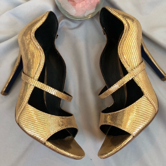 Rebecca Minkoff Shoes - Rebecca Minkoff Golden Sparkly Strappy Heels 6M